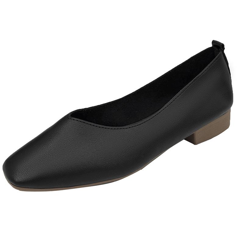 Fashion Woman Elegant Summer French Square Toe Green Mary Janes Cute Casual Flats Female Retro Shoes Low Heeled Soft Soled Flat Shoes