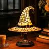 Lampa w kształcie Kapelusza Czarownicy na Halloween Żywiczny Ozdoba Lampka na USB Dekoracja, Świąteczna Lampa Stołowa