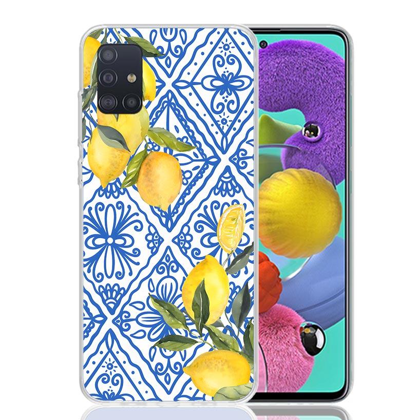Mediterranean Lemon Phone Case For Samsung Galaxy A52 A32 A22 A12 A02S A50S A30S A51 A31 AA71 Note 20 Ultra 10 S10 Plus Galaxy A
