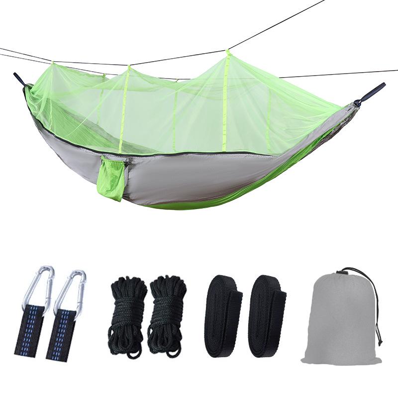 

Portable Ripstop Camping Hammock with Mosquito Net - Quick-Open, Anti-Fall Design for Singles & Doubles