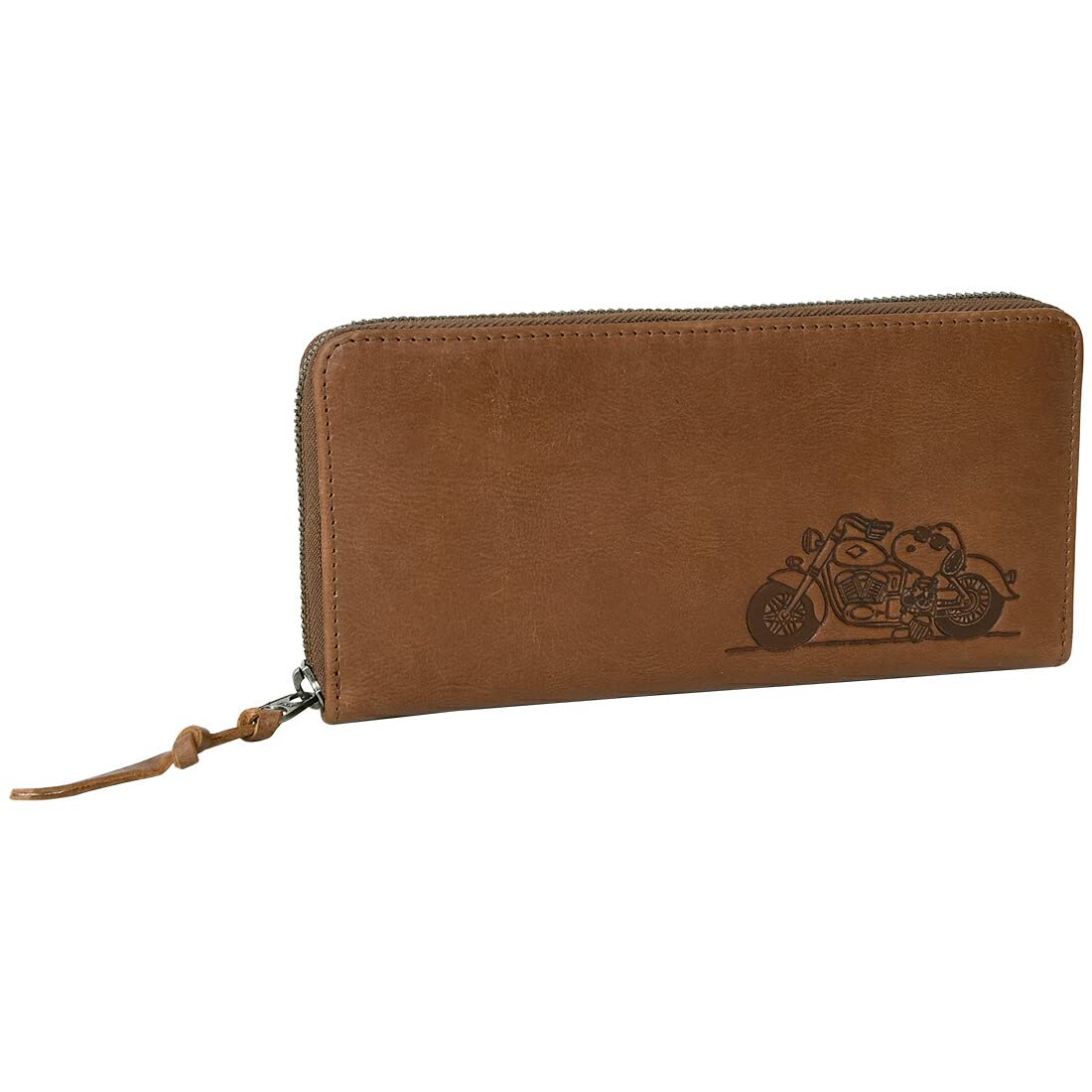 

73321 Snoopy Long Wallet Round Zipper Character Embossed Camel [Peanuts] Women s