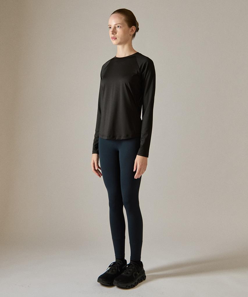 BASIC HOUSE Women'S Cool Functional Air Dry Raglan Long Sleeve Tee Black Lzts3210
