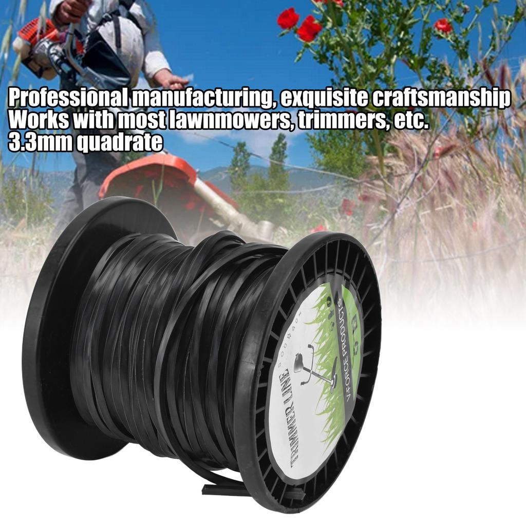 3.3mm String Trimmer Line High Cutting Efficiency Low Noise Quadrate Black Trimmer Line for Most Lawn Mowers Farm