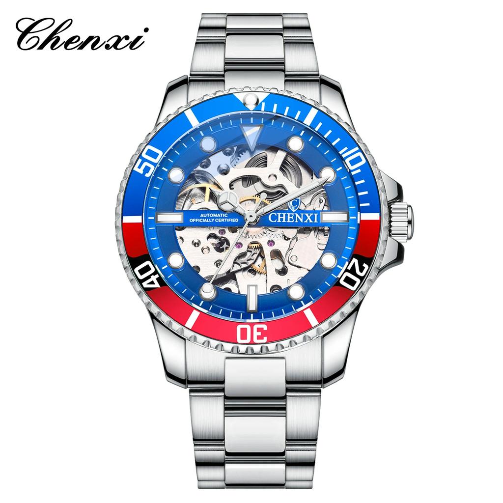 Chenxi Classic Watch Men Unique Dial Green Watches Luxury Gold Skeleton Automatic Mechanical Wristwatches Men Fashion Watches