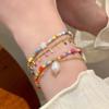 New Korean Colorful Crystal Beaded Bracelet for Women Elegant Sweet Handmade Woven Chain Bracelet Jewelry Accessories