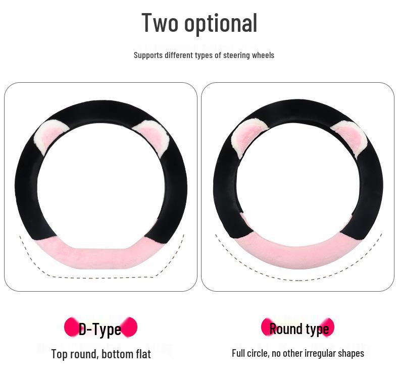 Women's Plush Winter Steering Wheel Cover - Korean Fashion, Universal Fit, Warm & Heated, Four Seasons Use.