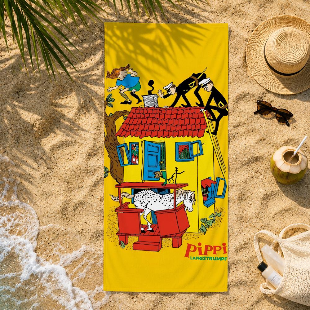 Asciugamano Classico P-Pippi Calzelunghe in Microfibra Ultra-Fine Asciugatura Rapida Assorbente, Asciugamano da Spiaggia per Vacanze al Mare e Nuoto