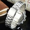 SEIKO Herren Quarz Chronograph Uhr Edelstahl / Lederarmband Tachymeterlünette Leuchtzeiger Datum Sport Business Herren Armbanduhr