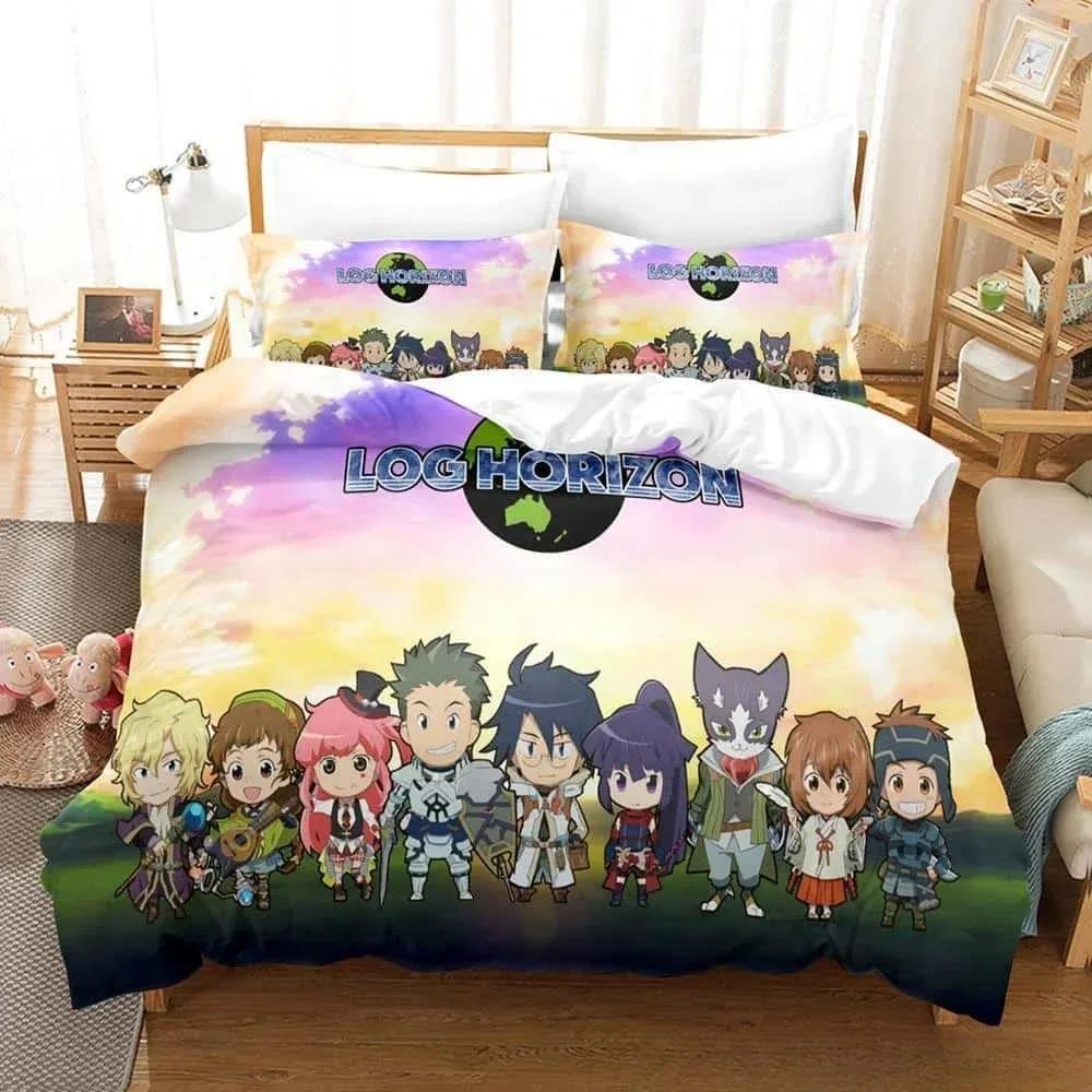 3D Cartoon Log Horizon Bettwäsche-Set Einzelbett Twin Full Queen King Size Bettset Erwachsene Kind Schlafzimmer Bettbezug-Sets Für Heimtextilien