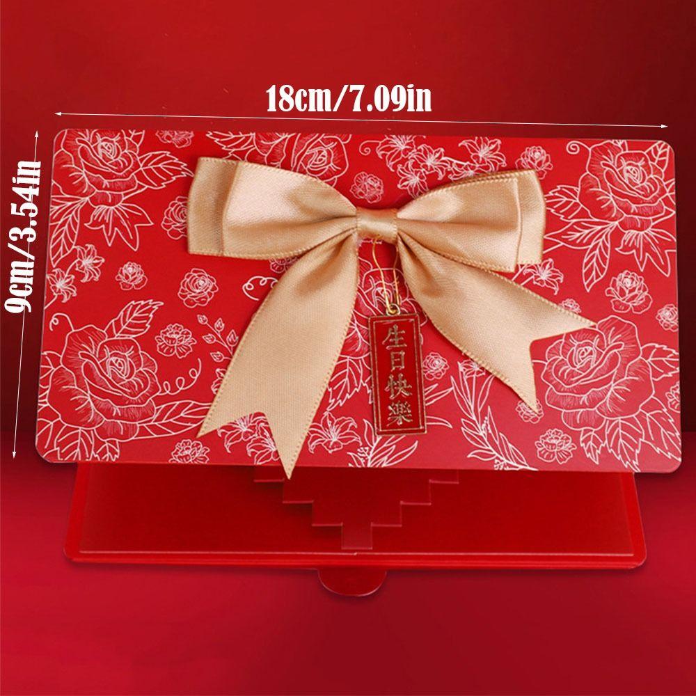 3D Birthday Red Envelope Greeting Card Foldable Multiple Card Slots Musical Light Greeting Card Red Envelope Greeting Card