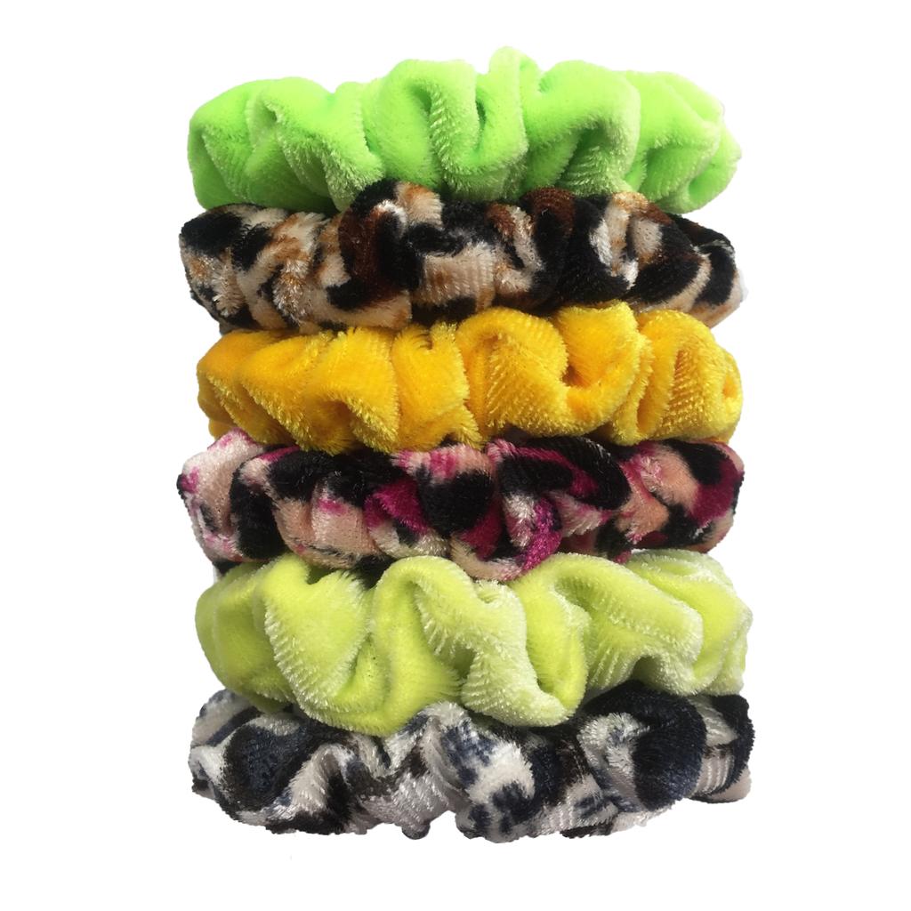 6pcs Scrunchies Women Velvet Scrunchy haar accessoires for boutique Cute Leopard High Quality Elastic Headwear Ponytail Hair Tie