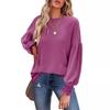 Women's tops, autumn and winter new round neck pleated lantern sleeve women's long European and American T-shirt