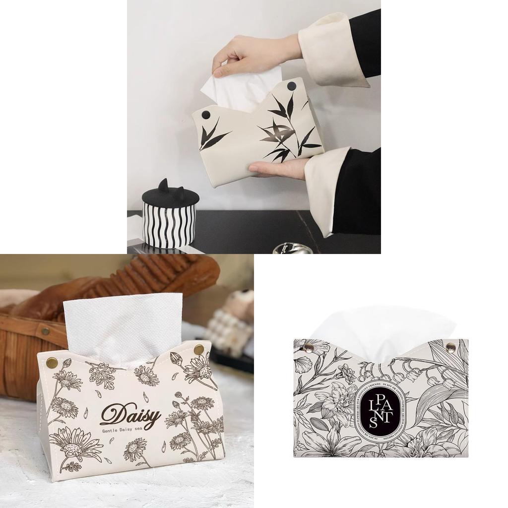 Modern Bamboo Leaf Ink Tissue Holder With Design For Home And Hotel Use
