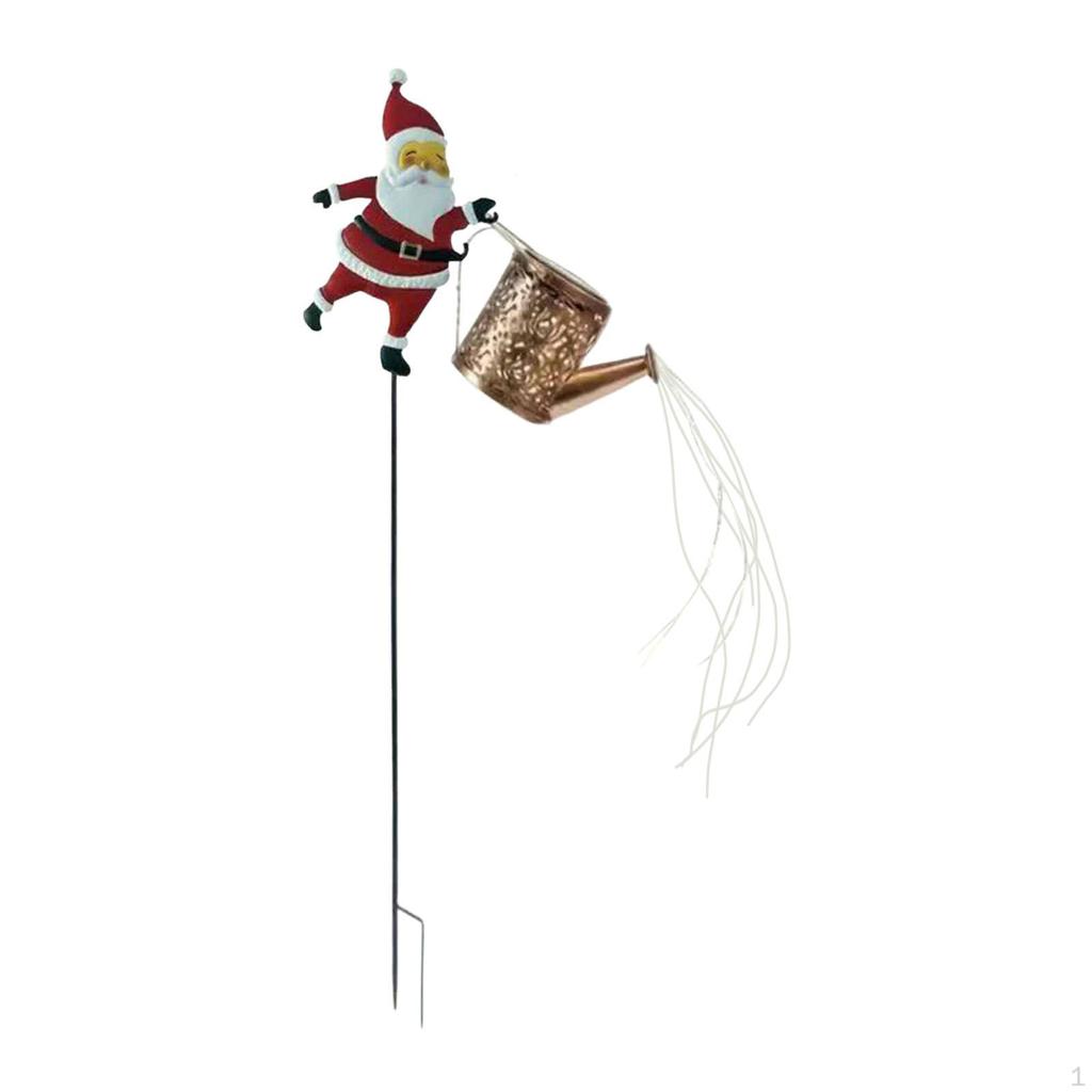 Santa Claus Solar Watering Can Lights Christmas Outdoor Outside Hanging Lantern with Stake