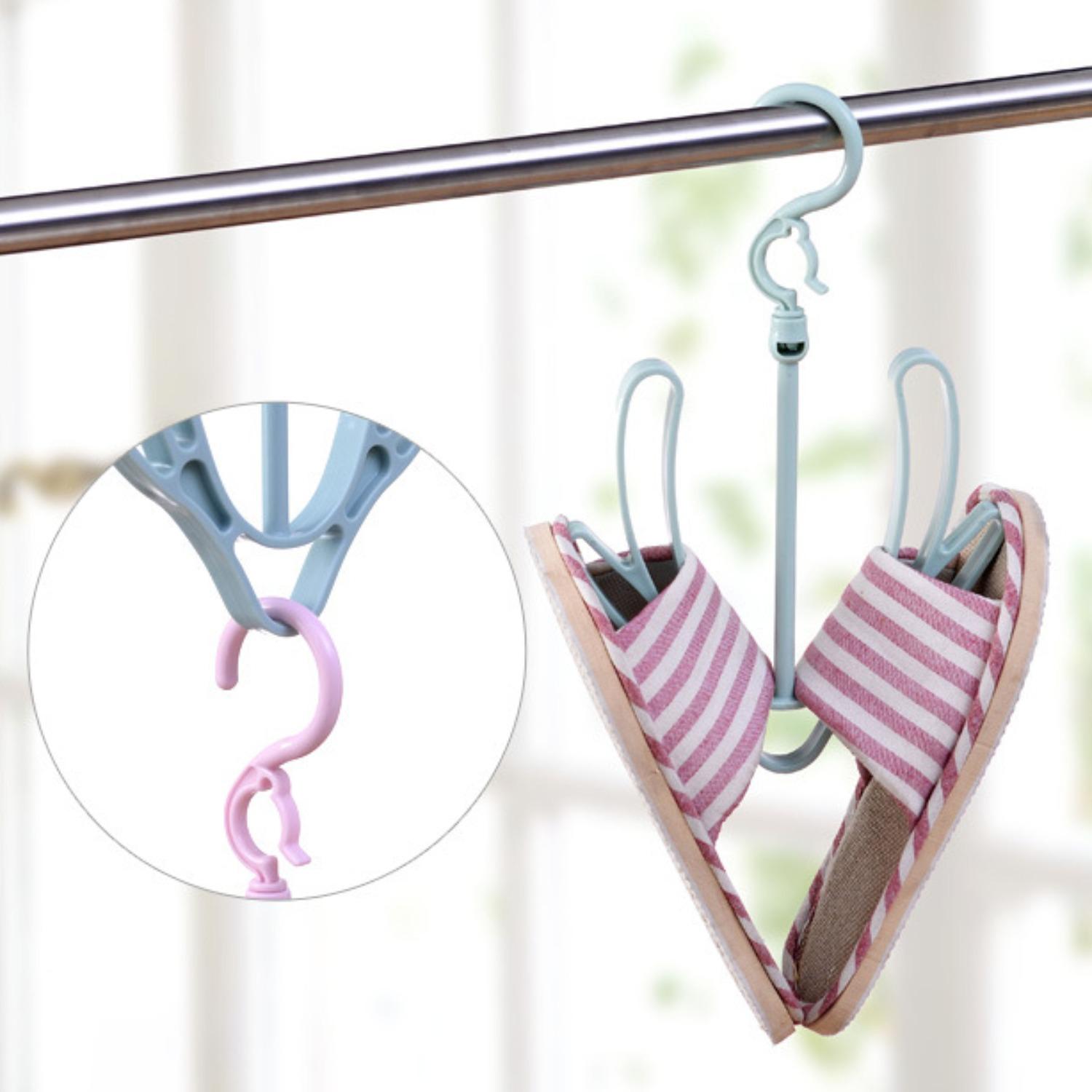 

Креативная ветрозащитная полка для обуви с двойным крючком, многофункциональная подвесная полка для обуви на балконе, крючок для обуви, сушилка для обуви