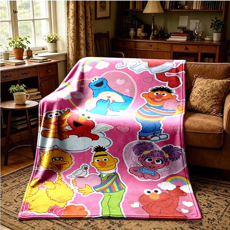 Se-same Characters Throws Blanket Flannel Blankets Plush for Couch Bed Gifts for Men Women Travel picnic blanket Christmas fan gifts