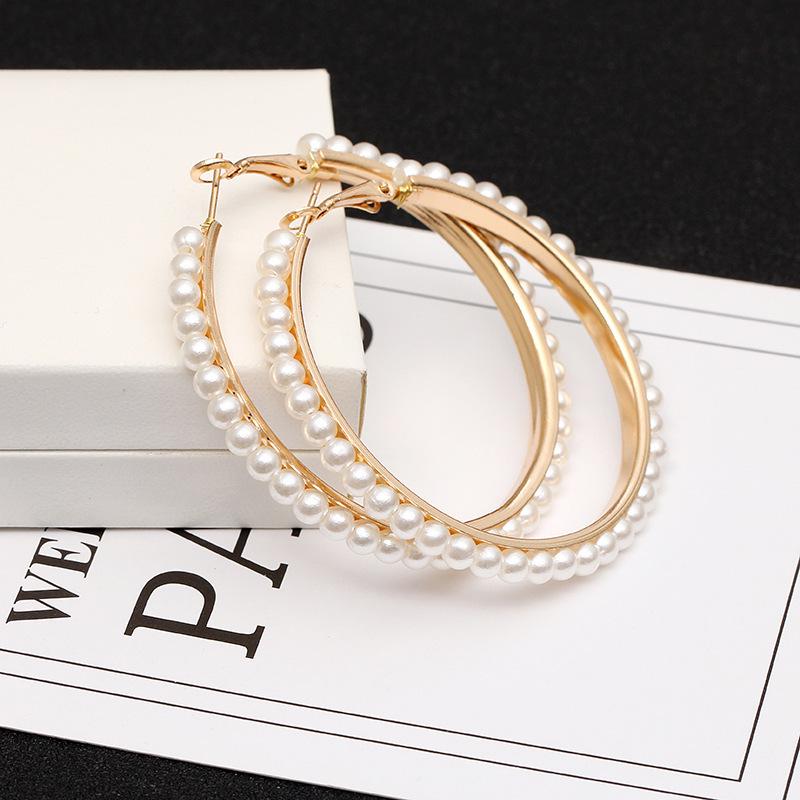 Oversize Hoop Earrings for Women Acrylic Beads Imitaiton Pearl Women Earrings Colorful Beads Round Earrings Pendientes Acrilicos