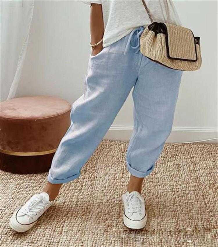 Cotton Casual Pants For Women With Pockets And Elastic Waist For Spring 2023