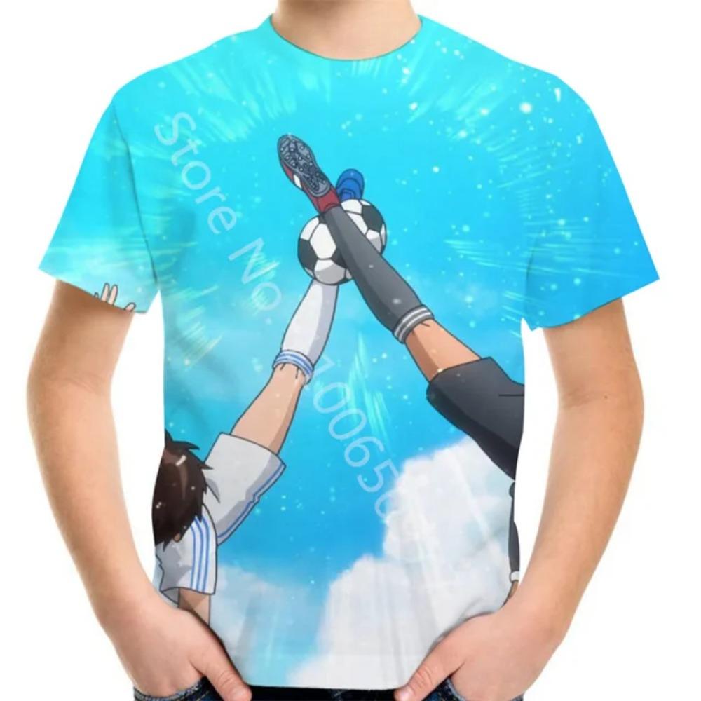 Summer 4-20Y Teen Children Cartoon T-Shirt Football Soccer Anime Captain Tsubasa 3D Print T Shirt For Boy Girl Kids Fashion Tops