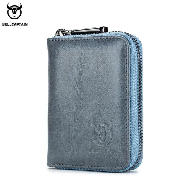 BULLCAPTAIN Leather Credit Card ID Card Holder Wallet Wallet Men Fashion Rfid Card Holder Wallet Business Card Holder Bag