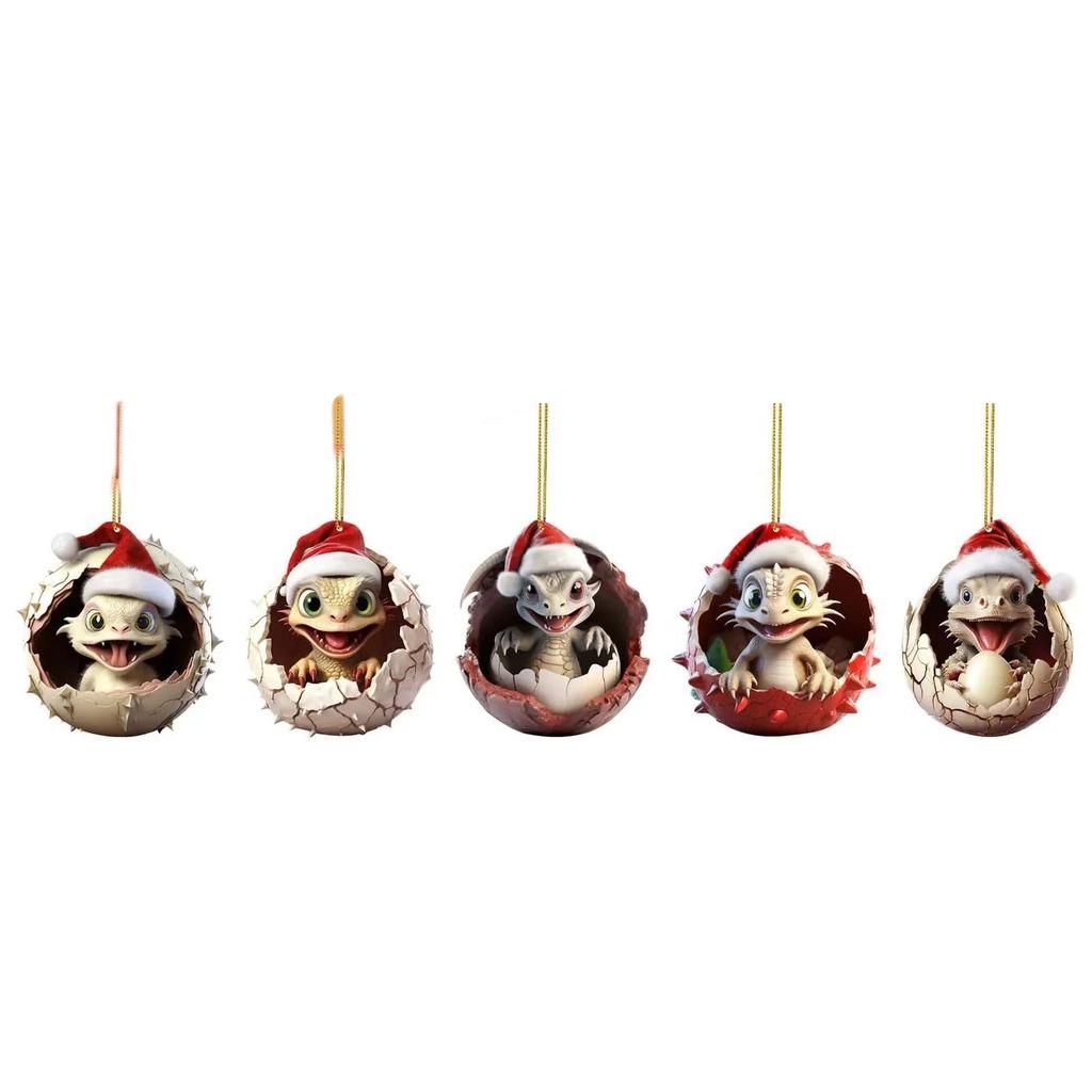 Festive Cartoon Decor Dragon Baby Egg Christmas Tree Hangings Ornaments Holiday Christmas Tree Decor Pendants Unique Set
