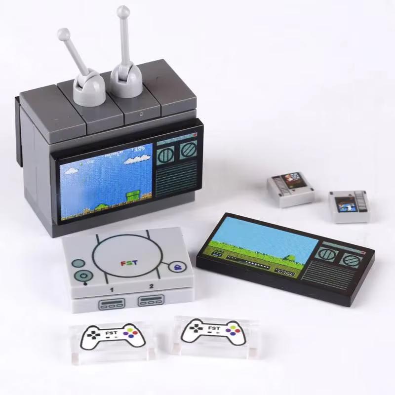 Accesorii Imprimate Oras Blocuri de Constructie Controller Calculator Monitor Tastatura Tablou de Bord Telefon Mobil Radio Mini Caramizi Jucarii pentru Copii