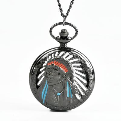 Grande Orologio da Tasca al Quarzo Retro Nostalgico con Motivo Indiano - Modello 1005
