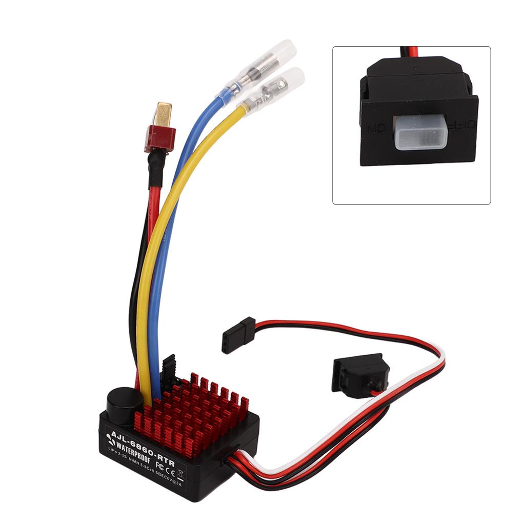 AJL 6860 RTR RC Car Brushed ESC 60A Waterproof Electronic Speed Controller for 110 RC Car Boat