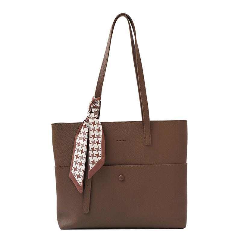 Soft Pu Ribbon Tote Bag For Women With Inner Pockets And Crossbody Strap For Commuting