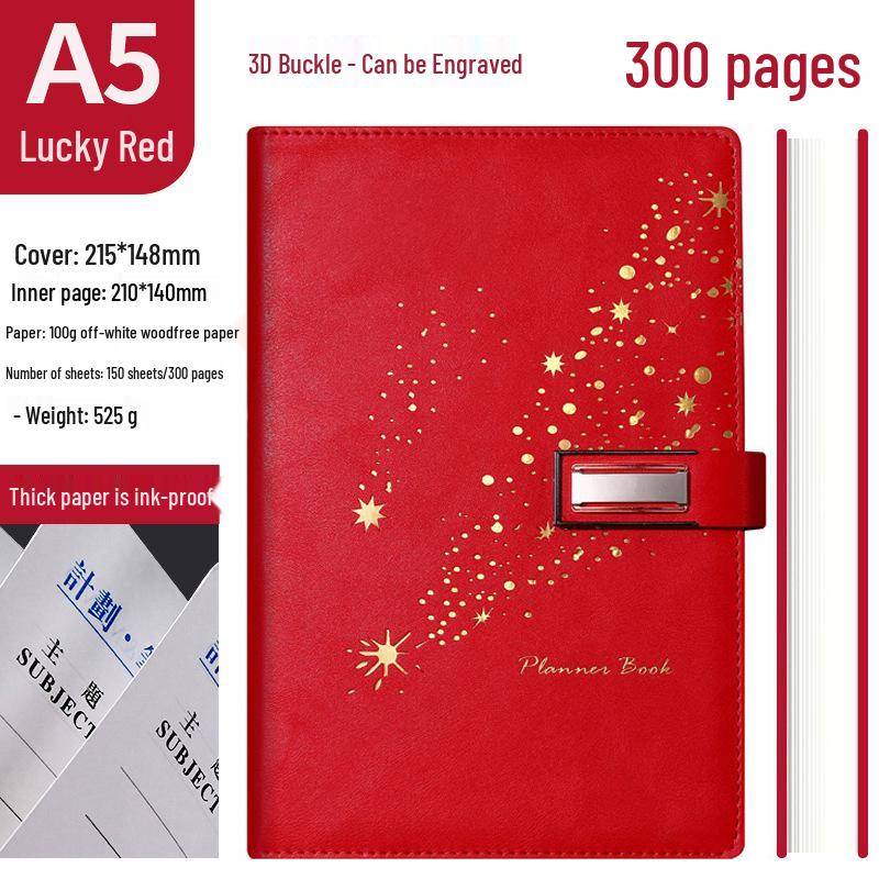 Set de regalo de cuaderno Star Double Line 2026: Libro de registro de reuniones de negocios y oficina de mayor grosor