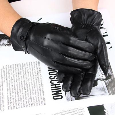 Hengyuanxiang Men's Winter Lambskin Touchscreen Gloves