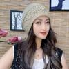 Handmade crochet fashionable warm bald hat autumn and winter thickened hat women's new ethnic style knitted wool stacking hat