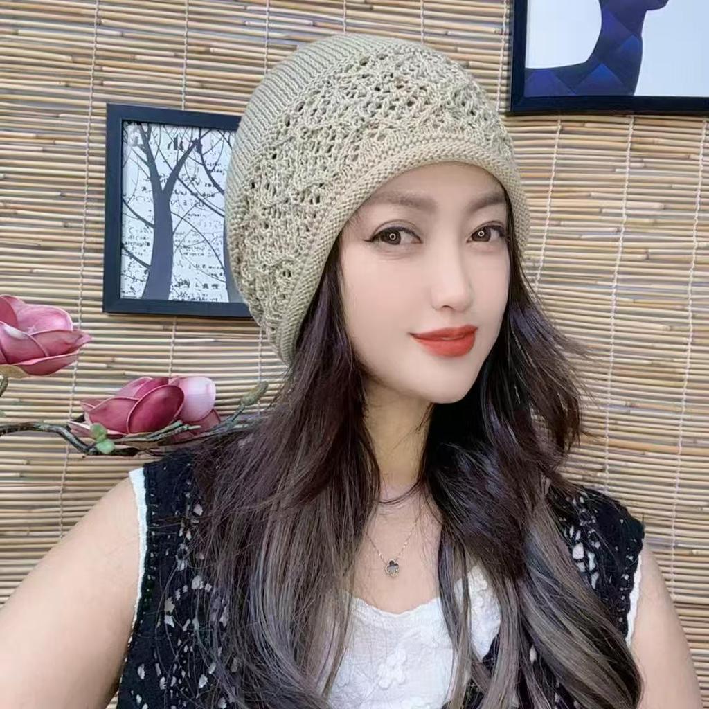 Handmade crochet fashionable warm bald hat autumn and winter thickened hat women's new ethnic style knitted wool stacking hat