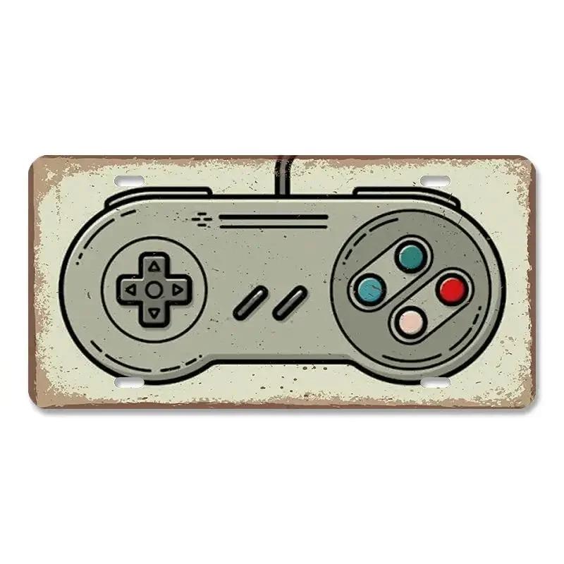 Vintage Video Game License Plate Metal Sign Playstation Gamer Metal Tin Poster For Boys Play Room Workshop Home Wall Art Decor