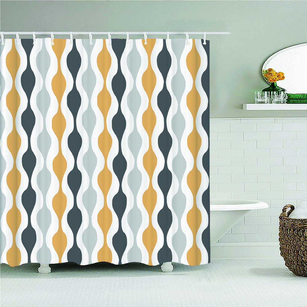 

Geometric Printed Shower Curtain For Bathroom With Hook 3D Marble Pattern Hexagons Waterproof Polyester Fabric Bathroom Curtains W60H190(CM)-1 Pcs
