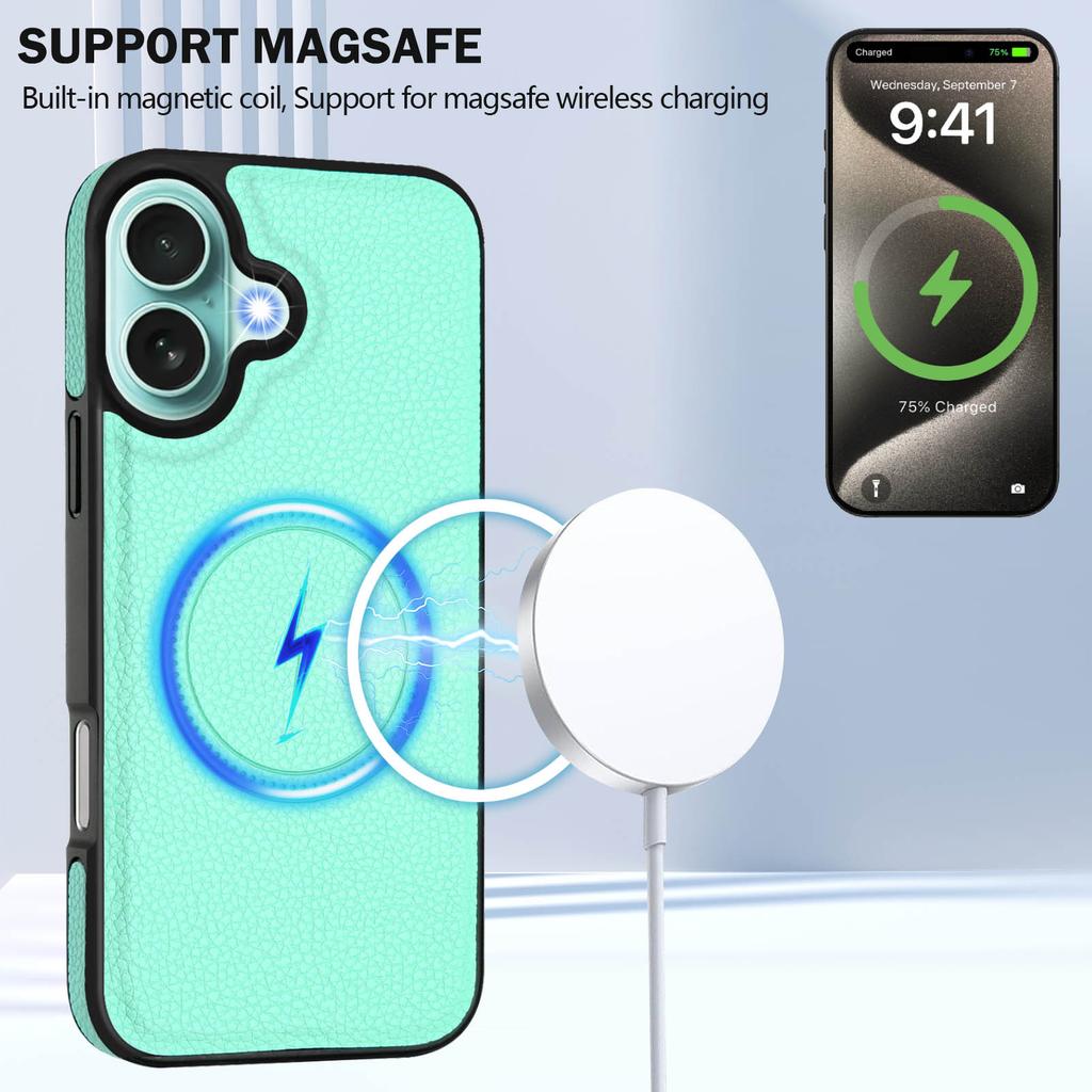 For iPhone 16 Plus Magnetic Case TPU+PU Leather Phone Back Cover with Detachable Card Holder