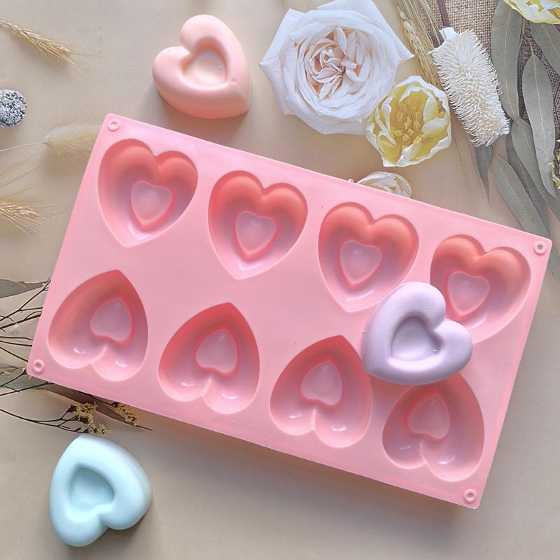 Mini 8-Kammer Herz-Donut Silikon Mousse Kuchenform 3D Muffin Kuchen Backwerkzeuge Dekoration Valentinstagsgeschenk