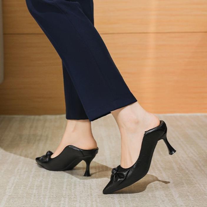 Work Order Shoes Women's Spring Bow Shallow Mouth Commuting Slim Heels High Heels