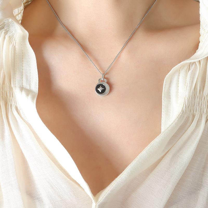 Trendy Star Pendant Necklace in Gold-Plated Titanium Steel
