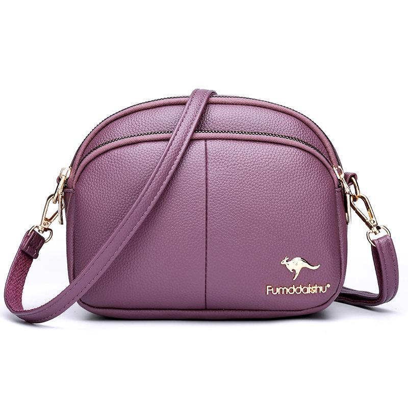 Sufficient soft leather splicing three-layer women's small bags diagonal span bags are all simple trendy shopping bags