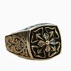 Vintage Thai Silver Four Leaf Clover Ring For Men Personality Versatile Cross Heart Grass Pattern Finger Jewelry Adjustable Ring