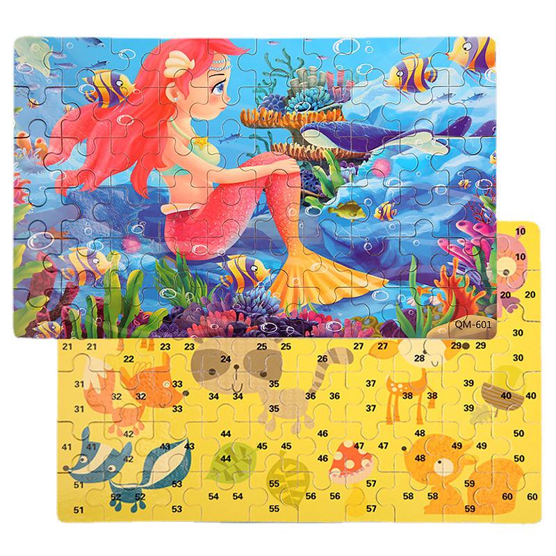 60-Piece Wooden Puzzle Tin for Kids Ages 3-6 - Early Education Building Blocks