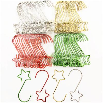 20 Stück Weihnachtskranz-Haken, Türhänger, bunter Metallstern vorne, zum Aufhängen, Kranz, Dekoration, Haken, wiederverwendbar