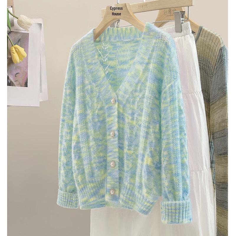 Damen V-Ausschnitt Strickjacke mit lockerem Strick