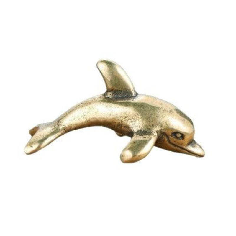 Brass Dolphin Figurine Vintage Handcrafted Rustic Finish Perfect For Aquarium Fish Tank Home Decor Collection