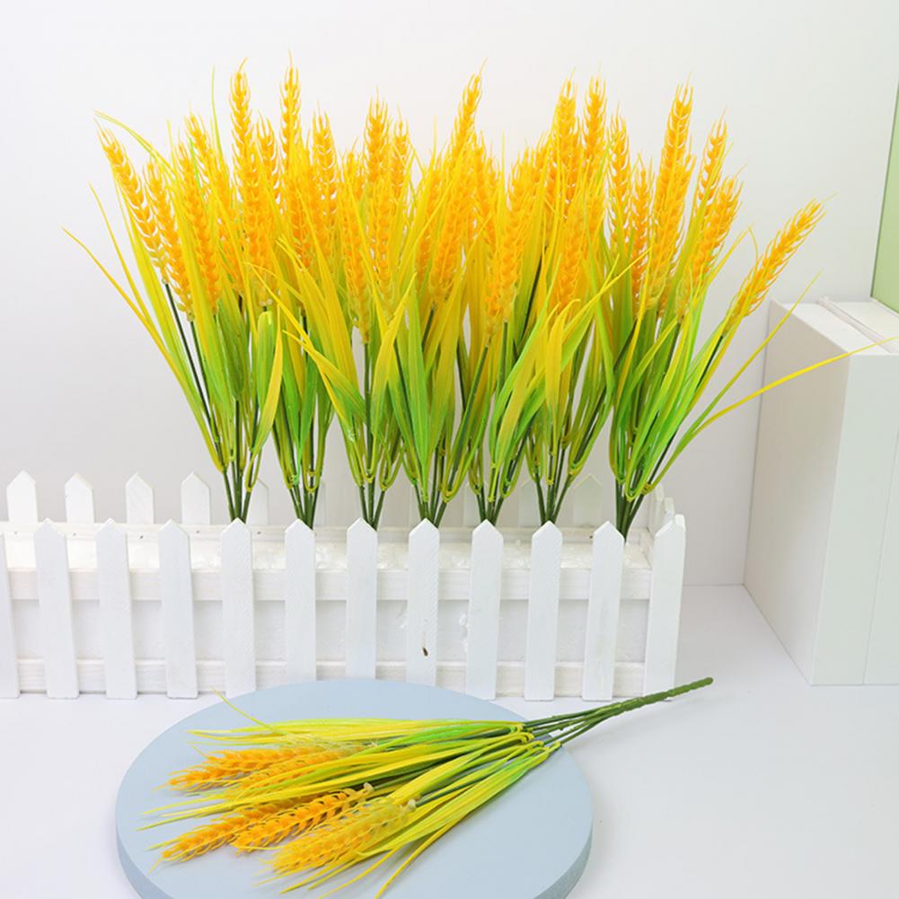Easy to Clean Artificial Plant Simulated Rice Cob Realistic Artificial Wheat Ears Rice Bouquet Easy Care Indoor/outdoor Decor