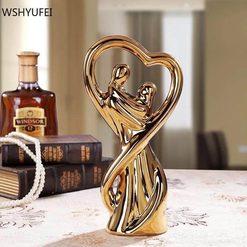 Ceramics Couples Sculpture Home Ornaments Bedroom Dressing Table Art Small Decoration Crafts Friend Wedding Porcelain Gifts
