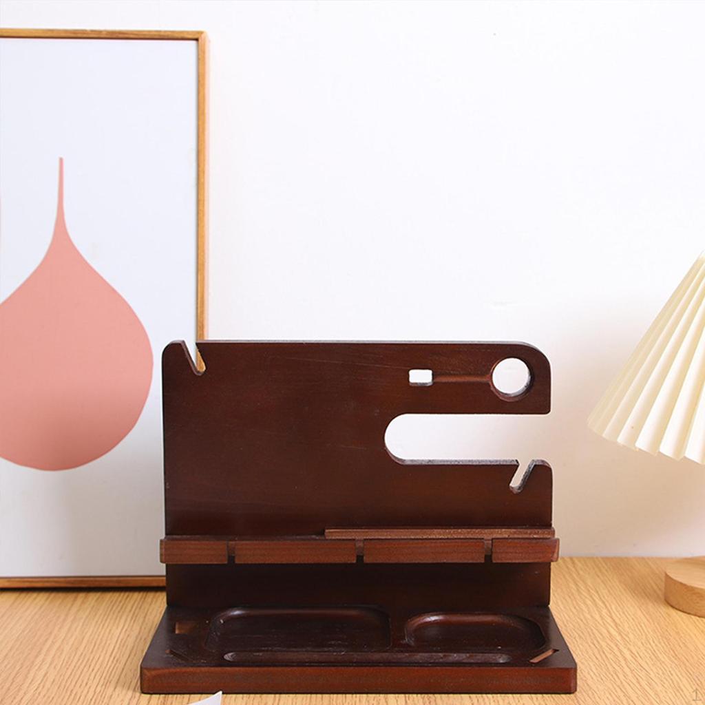 Wooden Phone Docking Station Holder Key Stylish NightStand Organizer Fathers Day Gift