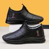 Men's New Winter Snow Boots, Plus Size Waterproof Slip-On Fleece Lined Thickened Cotton Boots, Warm Casual Shoes for Elderly Men
