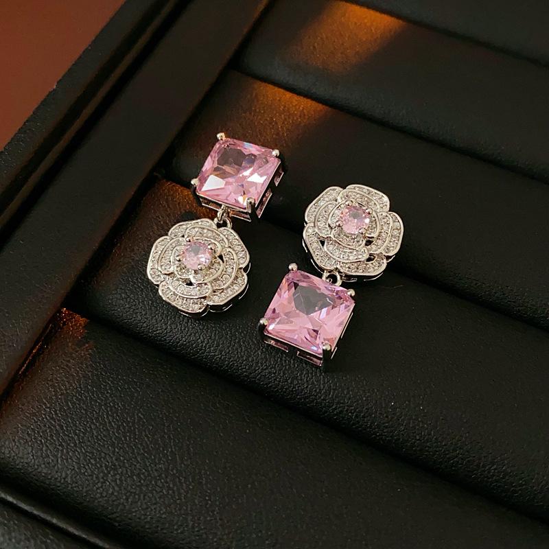 Серьги-цветы из кубического циркония  Серебряная Игла  и Набор Роскошных Цепочек на Ключицы для Женщин